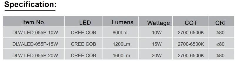 DLW-LED-055P SPEC DLW-LED-055P SPEC